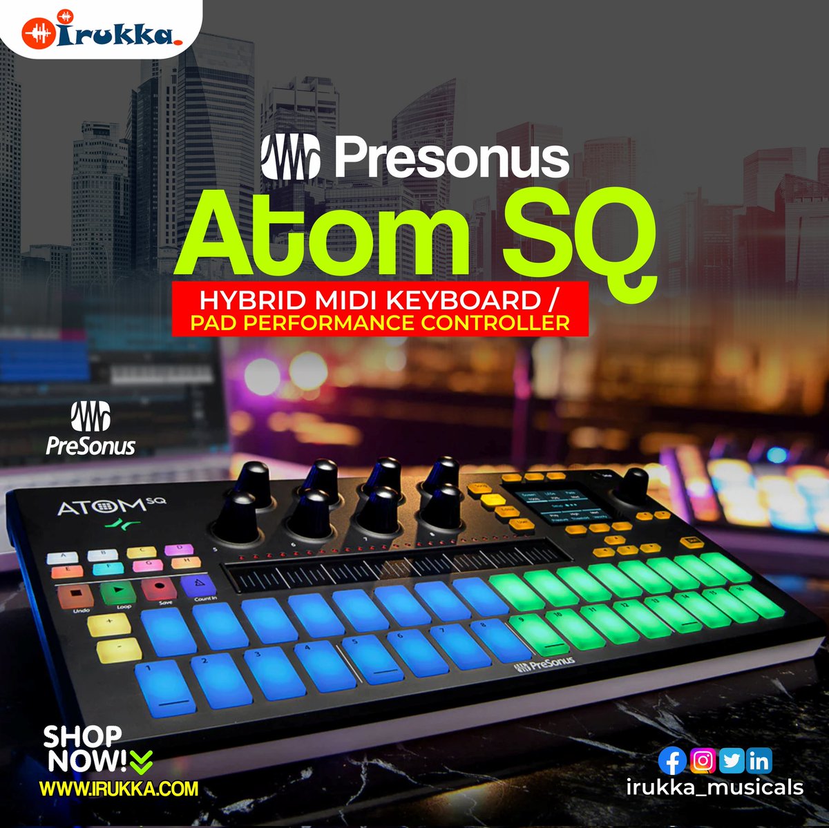 irukka_musicals's tweet photo. Wonder how you can produce #beats, play virtual instruments, and trigger sound effects and loops with unsurpassed expressiveness and flexibility all at the same time?
Then you need the #PreSonus Audio Electronics #ATOM #performance #PadController.
#Shopnow!
#irukka #sound https://t.co/MrYaLESwou