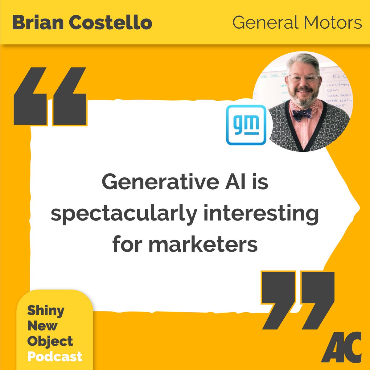 Atmtdcrtv's tweet photo. Fascinated by #GenerativeAI? So is @GMโ Brian Costello. On the latest #ShinyNewObjectPodcast, he shares how it boosts #CreativeEffectiveness & #innovation. Tune in now ๐ https://t.co/XGNcxVgm2X https://t.co/VxoJdjS59j