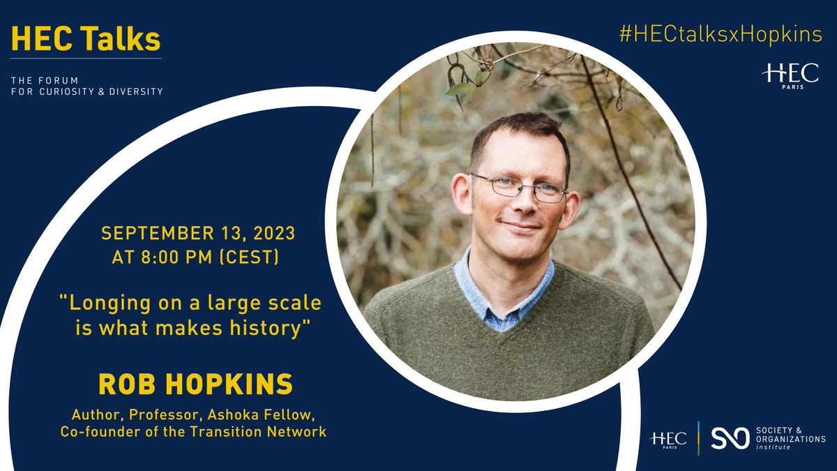 [LinkedInLIVE] Join our next HECTalks with Rob Hopkins discussing 'Longing on a Large Scale: Making History.' #HECTalksxHopkins
🔴linkedin.com/feed/update/ur…

#Sustainability #Resilience #RobHopkins #TransitionTowns #SustainableLiving