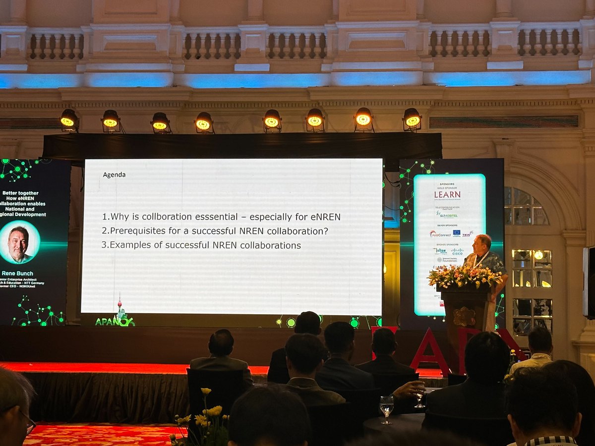 nordunet's tweet photo. Our former CEO René Buch speaking about the importance of collaboration between NRENs at the #APAN56 conference. 
💬"The real impact of the #NORDUnet emerging NREN program is the regional collaboration it has created", he says.
#SriLanka https://t.co/rBJu7adVd8