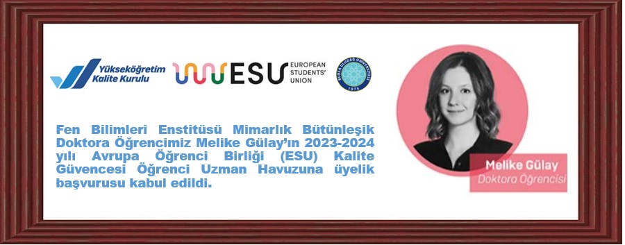 Bütünleşik Doktora Öğrencimiz Melike Gülay, Avrupa Öğrenci Birliği (ESU) Kalite Güvencesi Öğrenci Uzman Havuzu üyeliğine kabul edildi. Öğrencimizi tebrik ediyor, görevinde üstün başarılar diliyoruz. 👏🇹🇷👇

uludag.edu.tr/kalite/haber/v…