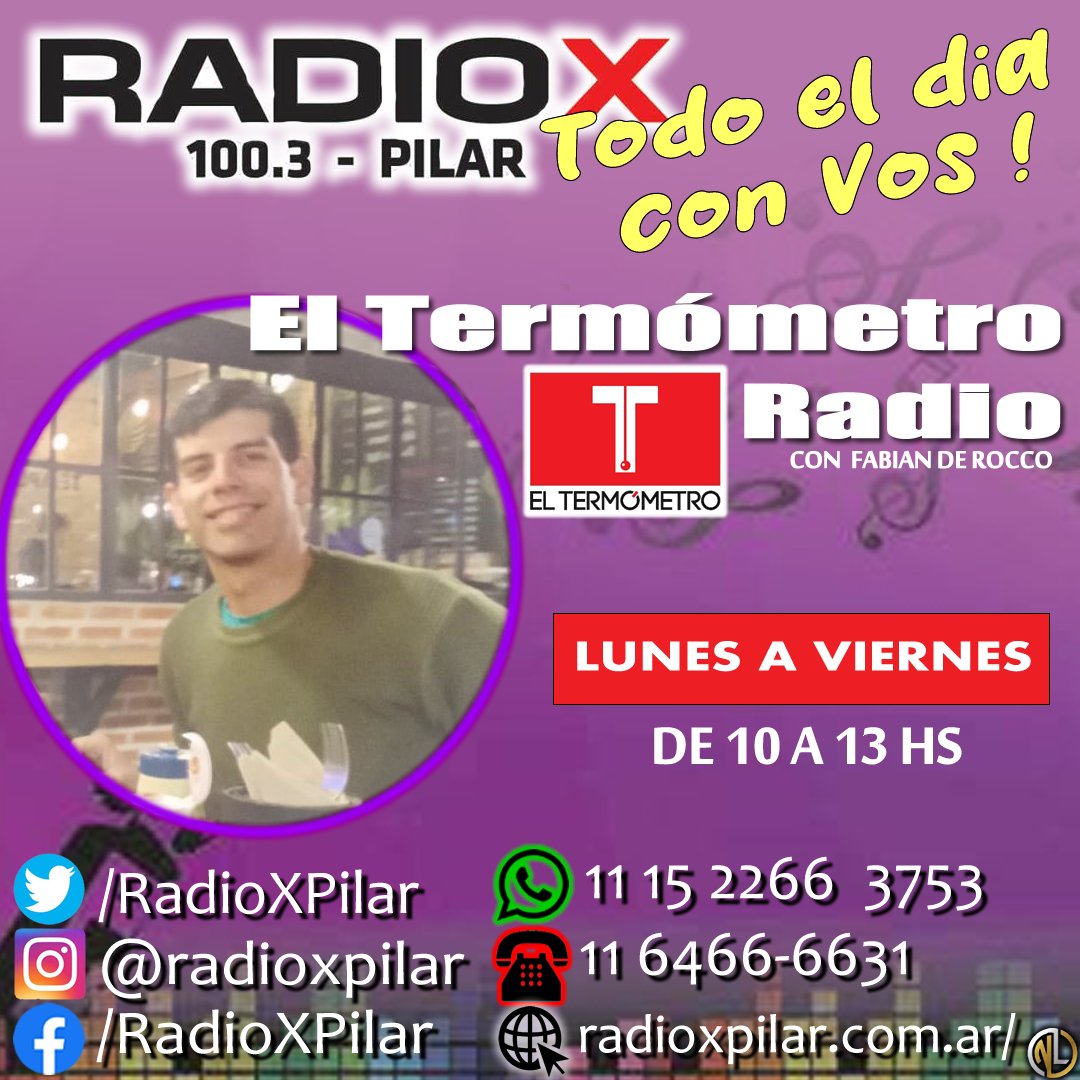RadioXPilar's tweet photo. 🔴 AHORA #enelAIRE hasta las 13 hs, 🎙️ @DRoccoFabian conduce @TermometroPilar por @RadioXPilar 100.3 Mhz 💻 https://t.co/WPuyXXnQ4j https://t.co/FjKy1aqsFG