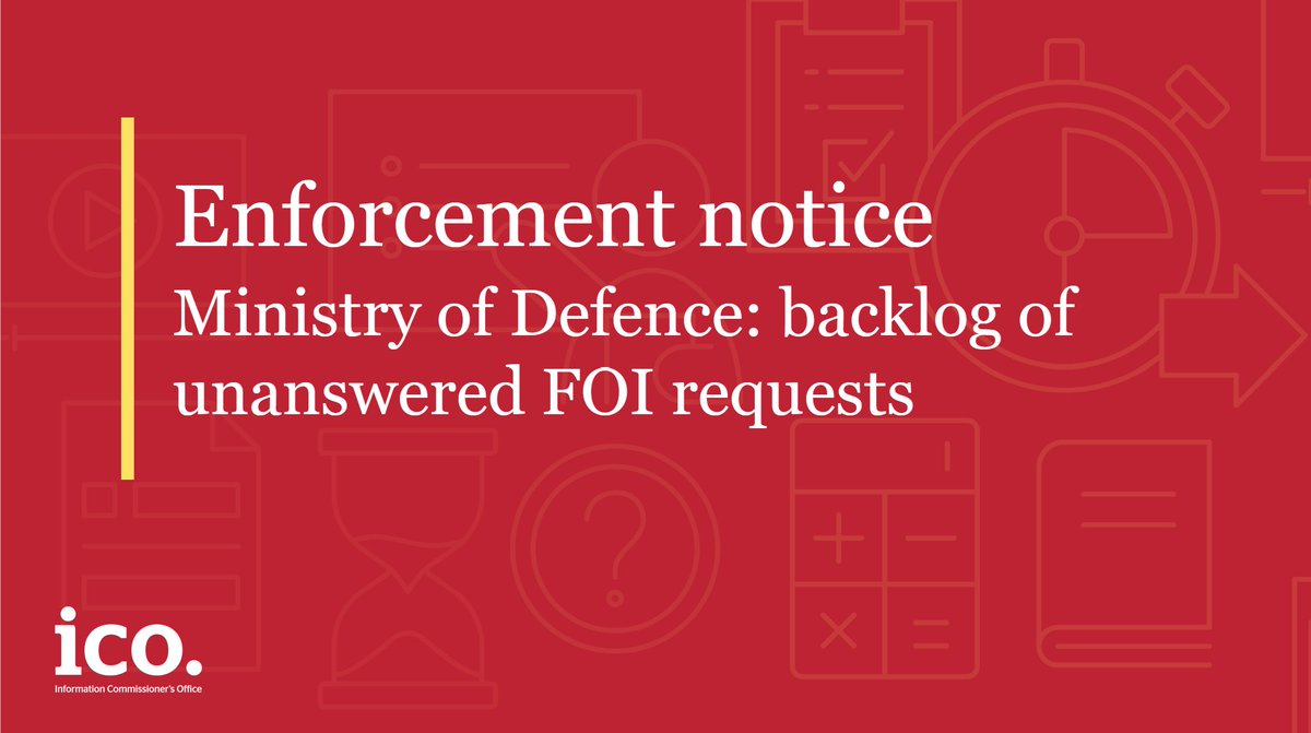 In the last year, we’ve delivered more FOI regulation than in the lifetime of FOI law. Recently, we published a reprimand to the Ministry of Defence, requiring them to clear their FOI backlog. Read more about the case: ico.org.uk/action-weve-ta…