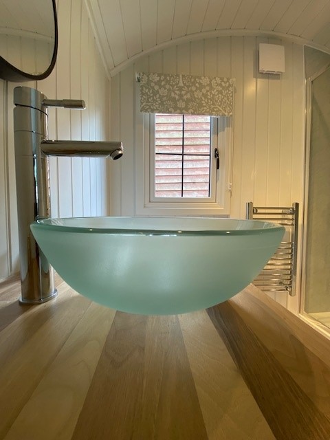 Another hut ready to go with a beautiful glass sink