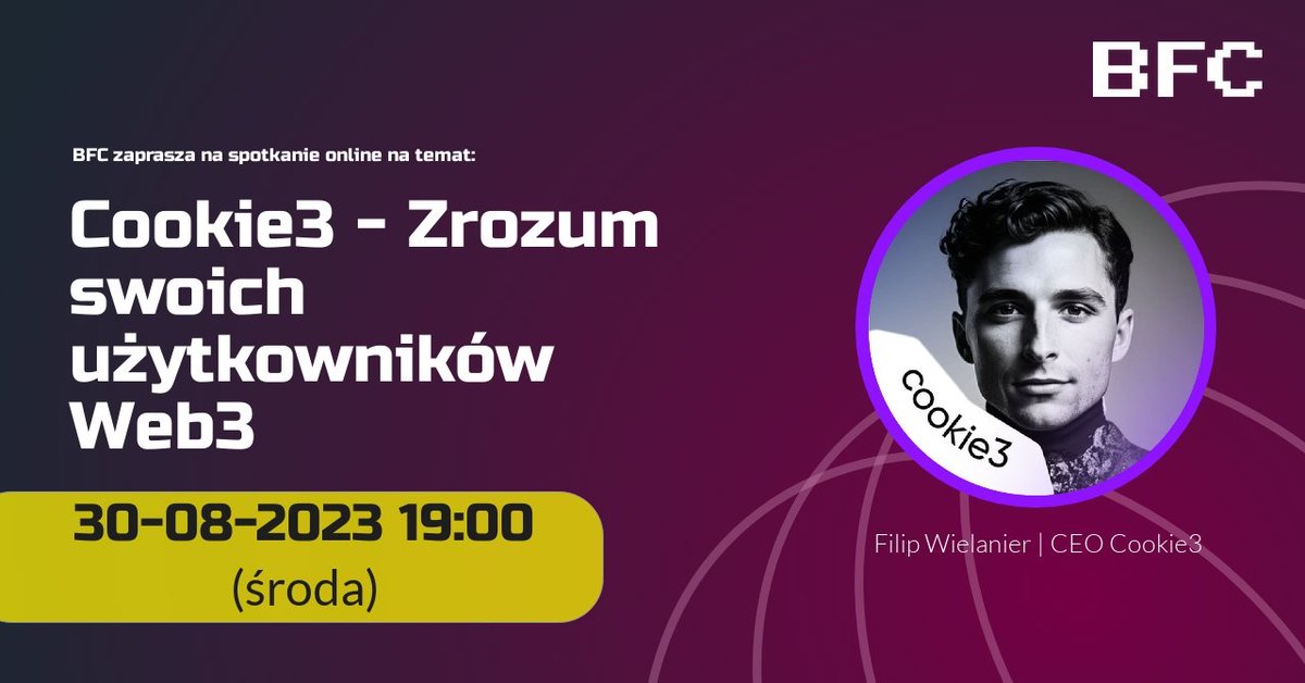 BoredFounders's tweet photo. 🔴  Bored Founders Club LIVE 🔴
Jutro o 19:00 kolejne spotkanie BFC na Zoom💪

Temat: @cookie3_co  - Zrozum swoich użytkowników Web3
Prezenter: @fwielanier  | CEO Cookie3

Masz pytania zadaj w komentarzu. https://t.co/UysZ6G7VmQ