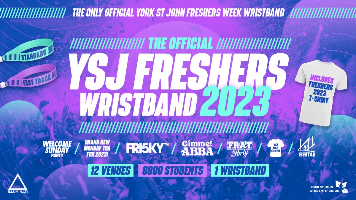 You can now grab your Official YSJSU Wristband!! It's your entry into our official club nights during freshers week.
🦓 Zoo Party
🎤 Abba Anthems
🏈 Return of FRAT Party
🍻 City-wide Bar Crawl 

... and much more! Get yours here⬇️ 

ow.ly/gN6Y50PwHX5