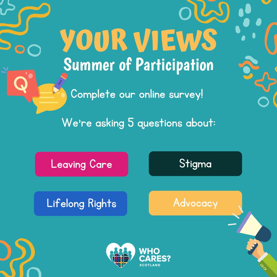 Who Cares? Scotland (@whocaresscot) on Twitter photo Calling all Care Experienced people aged 16+. We want to hear from you on important topics. Share your views by completing our 5 question survey at whocaresscotland.typeform.com/to/Z1vxwIEe#or… Calling all Care Experienced people aged 16+. We want to hear from you on important topics. Share your views by completing our 5 question survey at whocaresscotland.typeform.com/to/Z1vxwIEe#or…