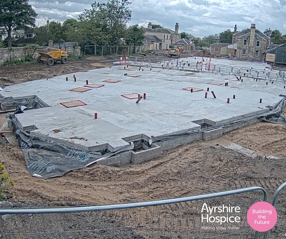 AyrshireHospice's tweet photo. The concrete pour is now complete for the In-Patient Unit part of the build!๐ฅณ
This is an important milestone in the redevelopment progress and we'll soon be ready for the arrival of the steel frame on site.
#AHCapitalBuild #buildingthefuture https://t.co/4MvCqUoQwh