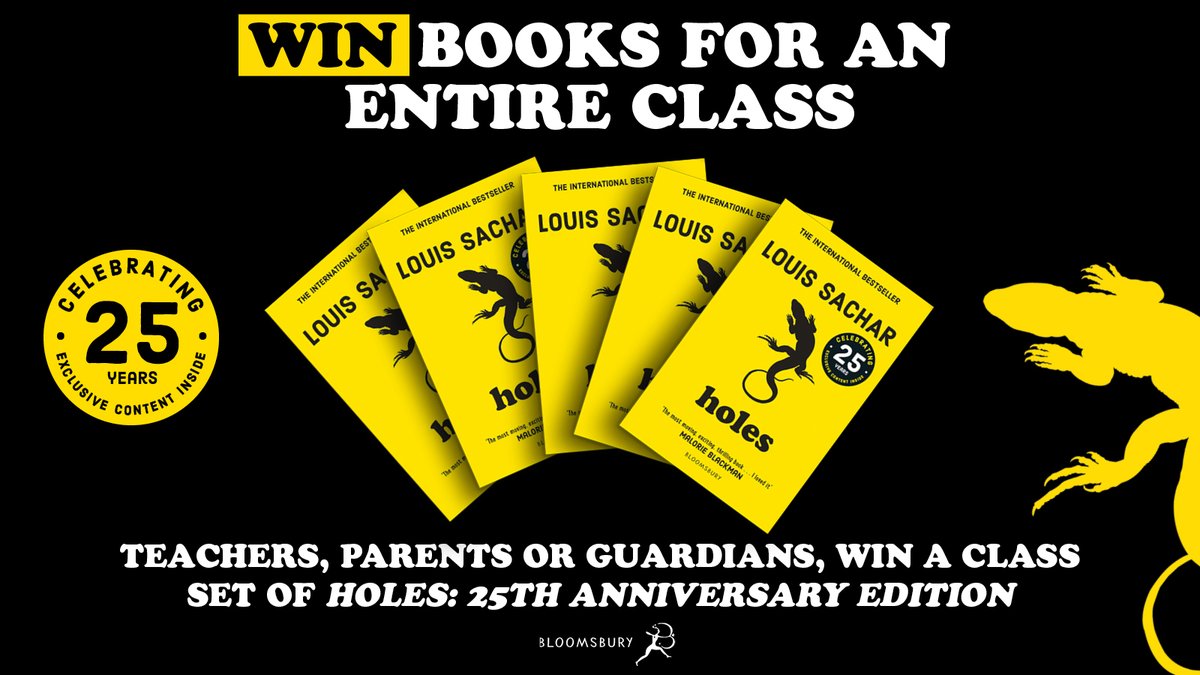 BOOK GIVEAWAY: WIN A SET OF HOLES BY LOUIS SACHAR FOR AN ENTIRE CLASS! 📚🕳️ You could win a class set of thirty copies of Holes: 25th Anniversary Edition from @KidsBloomsbury. All you have to do is REPOST and REPLY to this post with your favourite book emojis and the name/tag