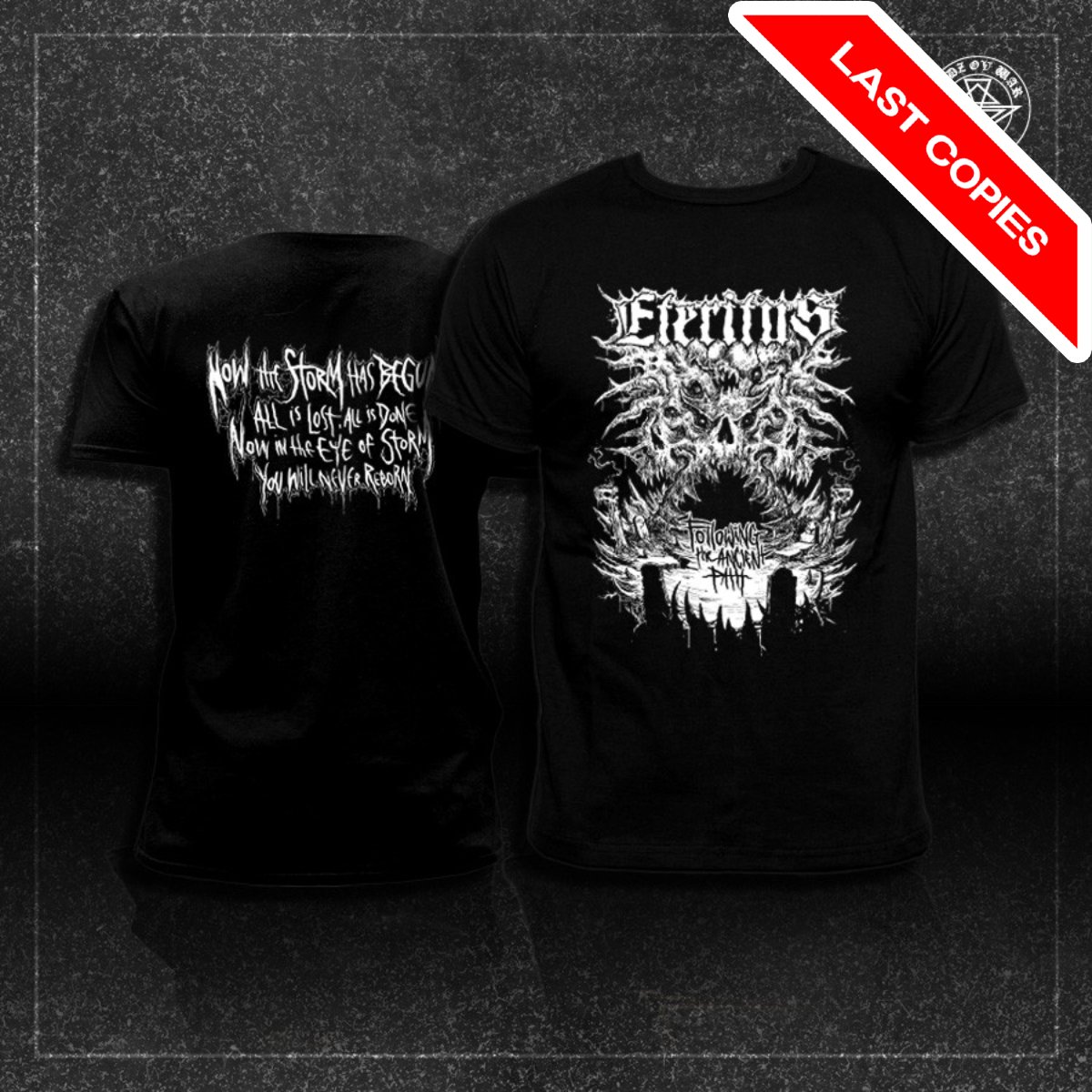 GodzOvWar's tweet photo. Eteritus "Following the Ancient Path" t-shirt!

4 pieces left in stock - only sizes S &amp; M of both colors!

Buy here: https://t.co/NK3nxVbRZM

#eteritus #merchandise #lastpieces #tshirt #deathmetal #godzovwarproductions https://t.co/jfOYpmGbF7