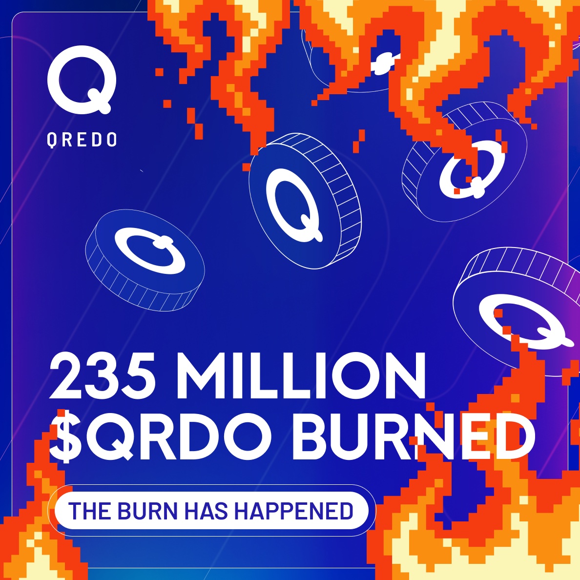 THE BURN IS HERE. 🔥🔥🔥 Today, following QPIP-1 approval and our new Tokenomics, we burned 235 million $QRDO tokens. 🤯 The community asked for it, we delivered. 🤝😎 Here is the Txn Hash: 👀 etherscan.io/tx/0x35c96e621…