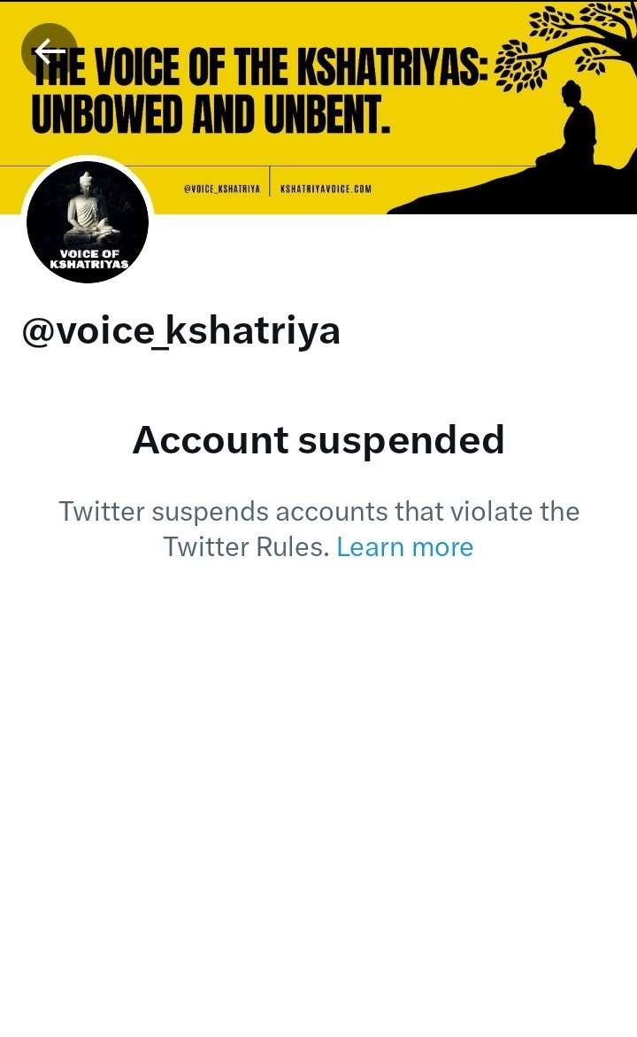 Hi @Support ,this Twitter account (@voice_kshatriya) got suspended and he has never violated the Twitter rules. Could you please consider and unsuspend it? 
@X @TwitterIndia @twitter
#Wesupport_voiceofkshatriya
#Wesupport_voiceofkshatriya .