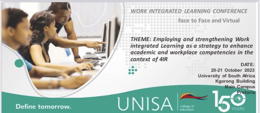 Sasce_students's tweet photo. 🎉 Exciting News! Save the Date for WORK INTEGRATED LEARNING CONFERENCE 🗓️

Join us on the 20-21 October 2023 at University of South Africa (Main Campus) for an incredible day of learning and networking. 🌟 https://t.co/f5Xojcw6CX
