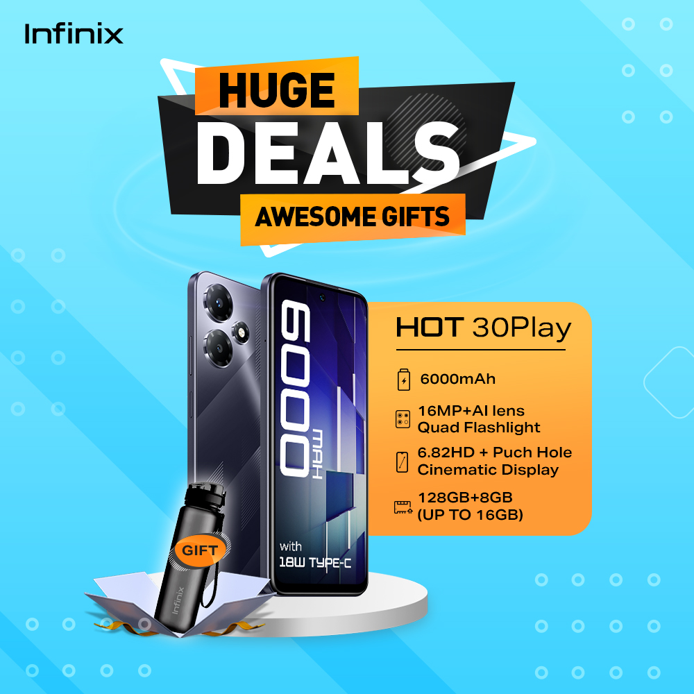 InfinixGhana's tweet image. Ready to level up? This is the perfect time to 🤩  Get the Hot 30 and Hot 30PLAY at authorized retailers from now onwards and receive an awesome free gift 🎁 Be quick, this offer won't last long! Grab yours NOW! #HugeDealsAwesomeGifts #33WFastCharge #AugustPromo