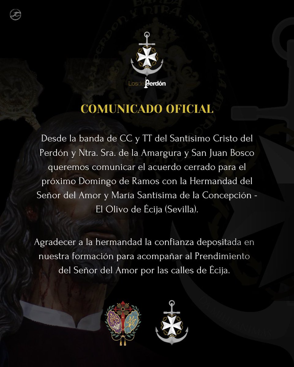 LosdelPerdon's tweet photo. 📑 𝗖𝗼𝗺𝘂𝗻𝗶𝗰𝗮𝗱𝗼 𝗼𝗳𝗶𝗰𝗶𝗮𝗹

✍️ El pasado 20 de agosto se procedió a la firma del contrato para el próximo Domingo de Ramos con la Hermandad del Señor del Amor y María Santísima de la Concepción - El Olivo de Écija (Sevilla)

@amoryconcepcion https://t.co/K3EUDIl7cb