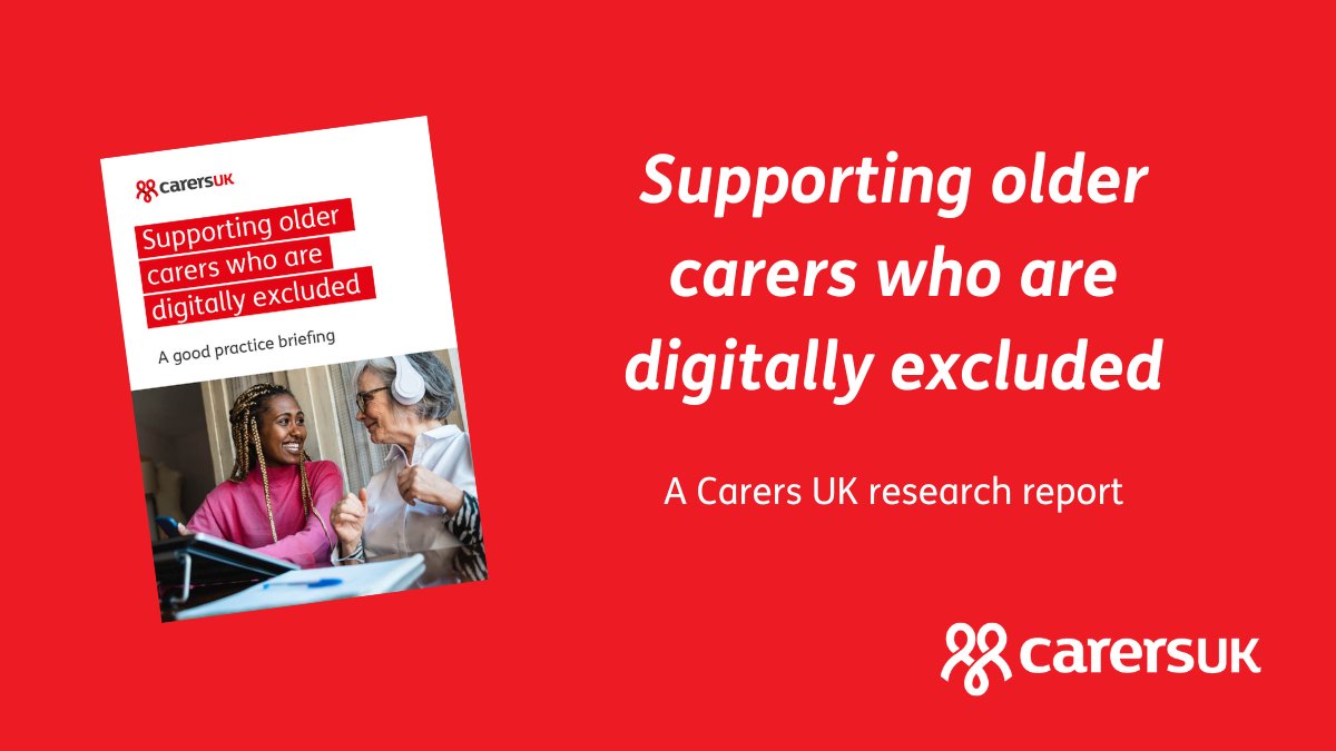 With more services moving online, many older carers report feeling lonely and isolated in a digital world. Older carers need more support to help them become digitally included. Read our new best practice guide for supporting older carers: carersuk.org/briefings/supp…