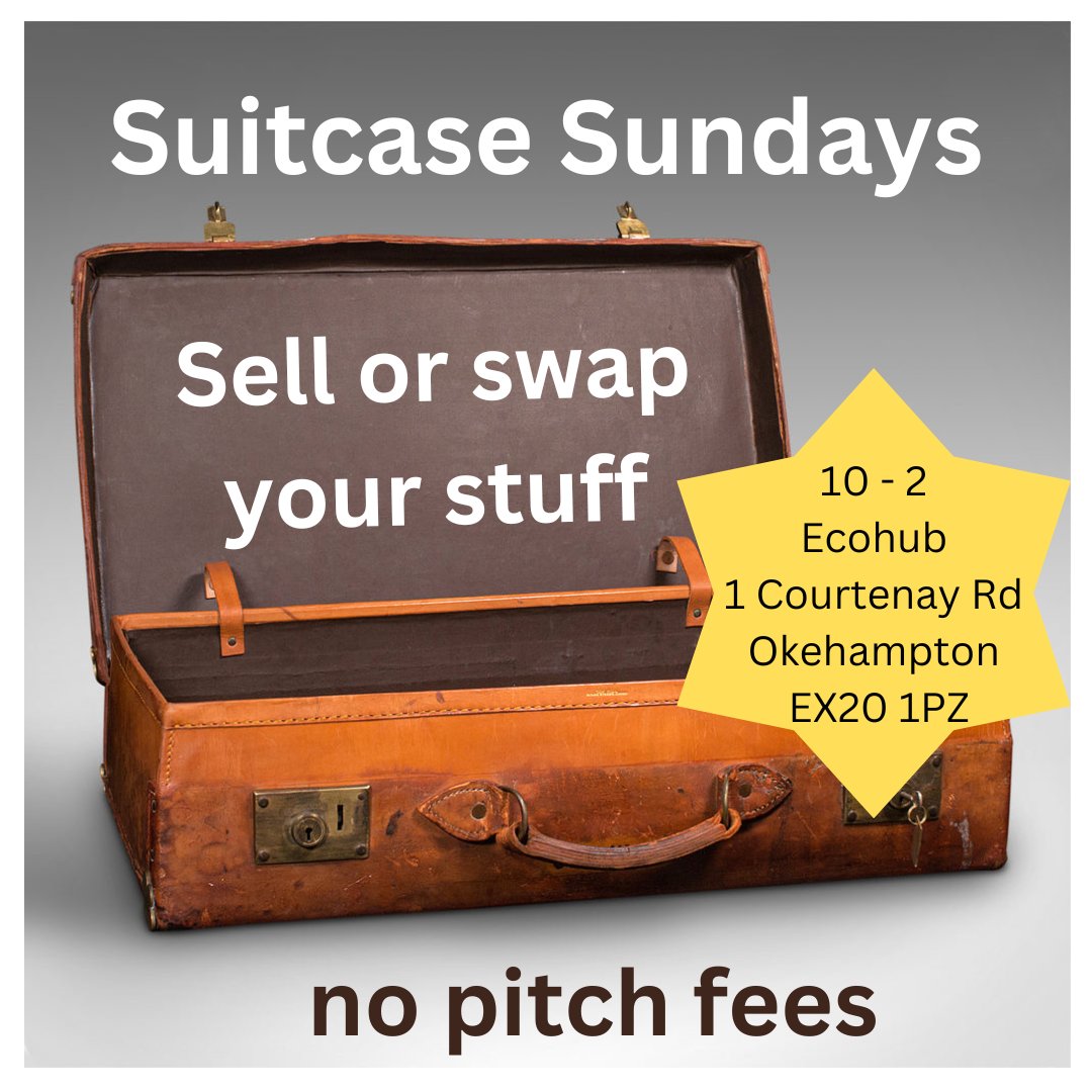 OkeKitchen's tweet photo. This is a thing. You are limited only by what you can carry! Social sundays; cafe, food surplus, suitcase sale. #Okehampton #sunday #dartmoor #devon #sell #swap #share #community https://t.co/amjbj96ovu