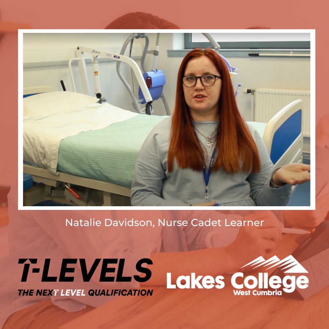 lakescollege's tweet photo. Natalie Davidson provides a great insight into studying on our T Level in Health (Nurse Cadets) course.

Watch her interview here: https://t.co/gMXUPxibSn https://t.co/Eh8dJ4TOSh