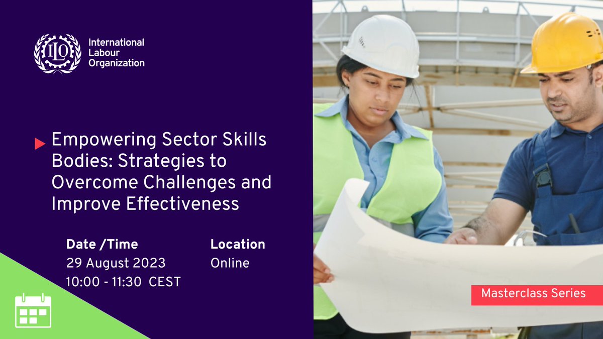 ILO_EMP_Policy's tweet photo. Join us on 29 August for our next episode of the #Skills Bridge Masterclass Series where we will focus on ensuring the effectiveness and sustainability of Sector Skills Bodies in different country and regional contexts.

Register👉: https://t.co/BhbiMaTAlD https://t.co/AUudv61GYH