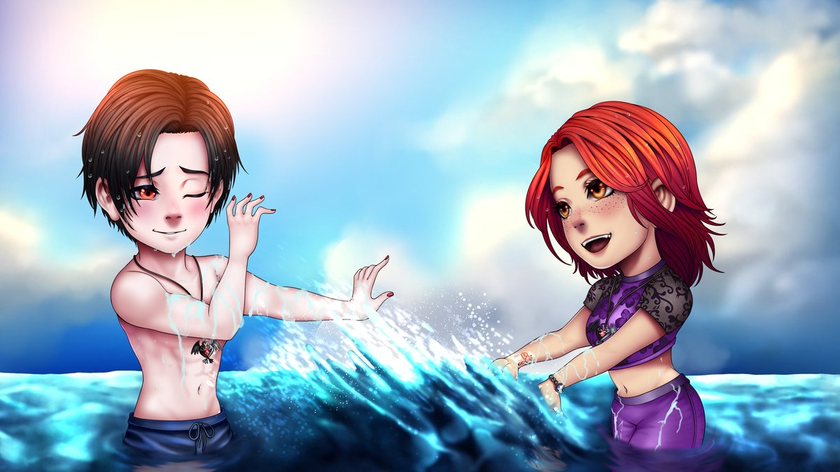 SammyJ184's tweet photo. Day two water sports
Splashing count right lol
Sam is having a wonderful time teasing Lucifer in the warm water but just wait till it's him turn π
Art by KingLinestudios
#OBMsummerweek2023 #Obeymelucifer #Obeymc https://t.co/GtuUrxfLqB