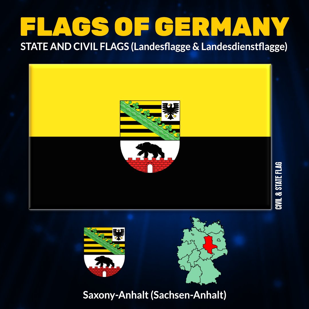 flags_book's tweet photo. Flag of Saxony-Anhalt (Sachsen-Anhalt)
#flagsbook #flagsofgermany #germanflags #Landesdienstflagge #Landesflagge #deutscheflagge #deutscheflaggen #SaxonyAnhalt #SachsenAnhalt #Halle #Magdeburg #DessauRoßlau #Wittenberg #Weißenfels #Halberstadt #Stendal #Merseburg #Wernigerode https://t.co/NEGUPMISvf