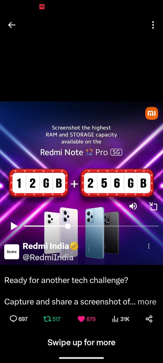 im_Sarang_N's tweet image. 12GB RAM+256GB ROM

#RedmiNote12Pro5G
#SuperRAM

@RedmiIndia 

Tags..
@prashpatel_ @Prashantsorthiy @Prajapa67526461 @Roypriyanka2 @Bhumi2607 @HetalWadhan