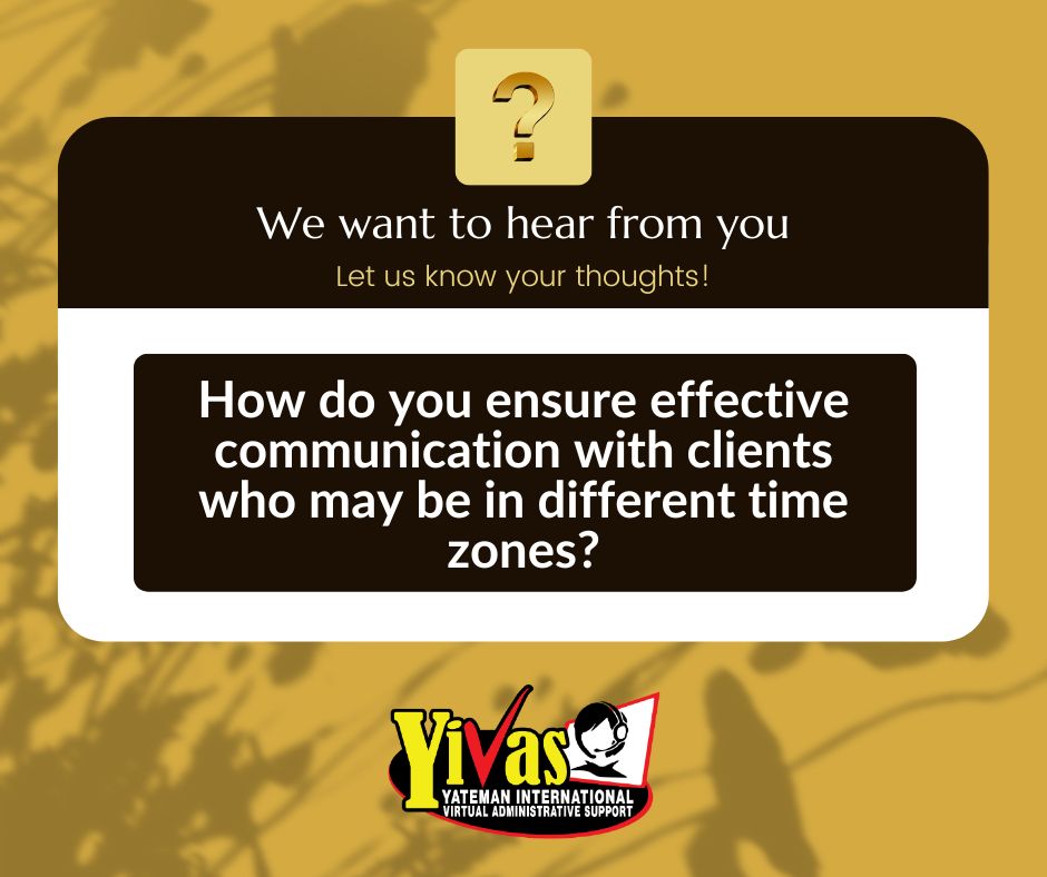 marciayateman's tweet image. 🌍 Bridging Time Zones: Mastering Effective Client Communication 🕰️

Managing clients across time zones is a global challenge. Share your insights on maintaining seamless communication. Let&apos;s learn together! 🚀💼

#GlobalClientCommunication #TimeZoneChallenges