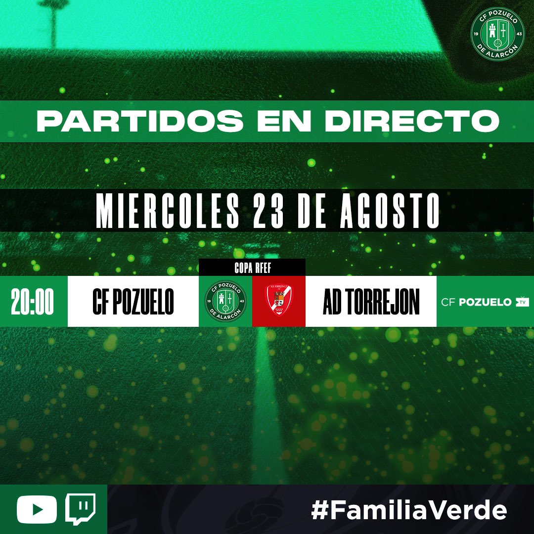 Cfpozuelo's tweet photo. 📺 𝗖𝗙 𝗣𝗢𝗭𝗨𝗘𝗟𝗢 𝗧𝗩 |

Nueva semana en nuestro canal #Youtube con este partido en DIRECT🔴 

📺 CF Pozuelo TV #Twitch &amp; #Youtube

🟢⚪️ #vamospozuelo https://t.co/UbkAAD9YWG
