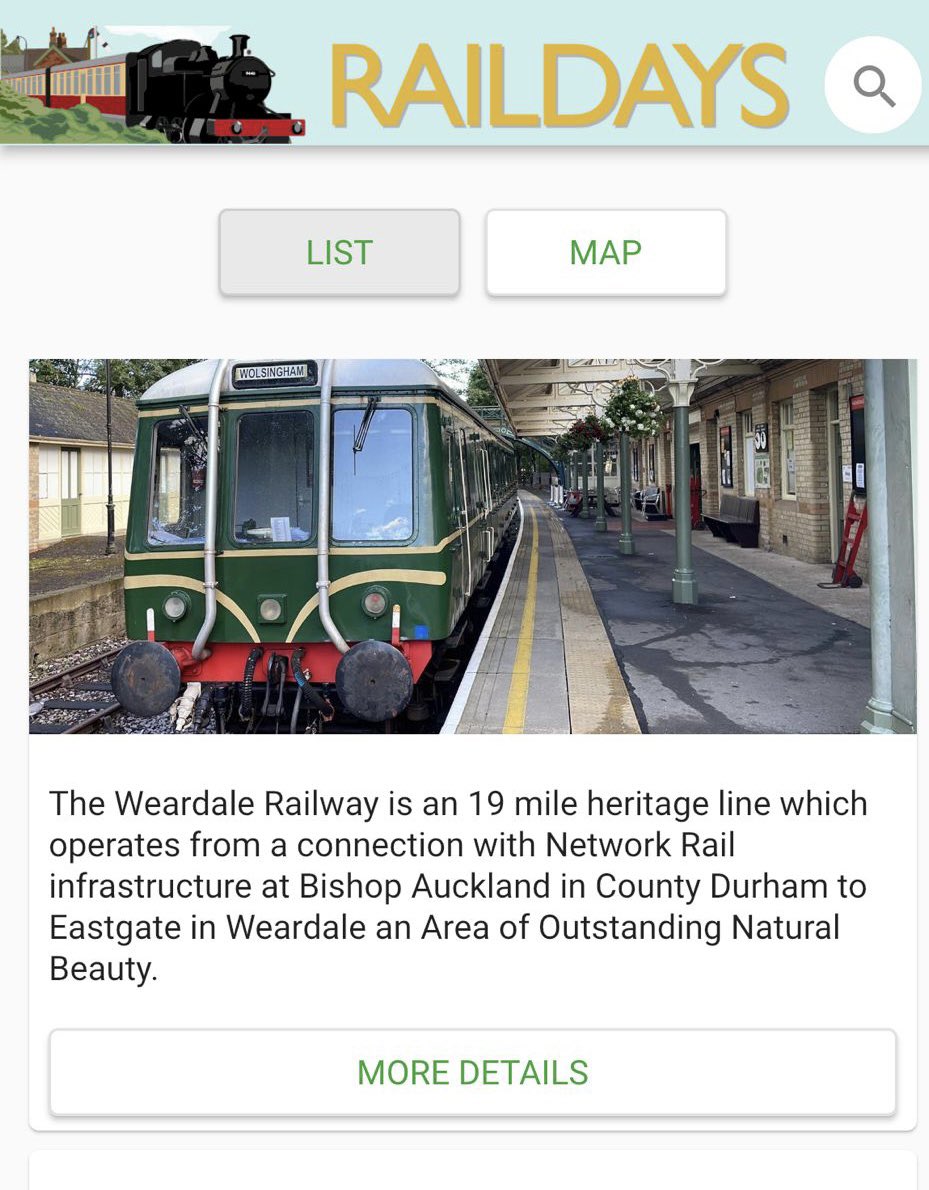 Did you know you can now Find Us on the Raildays app?

Raildays contains information on venues, events, experiences and timetables from Railways across the U.K. and is available for Apple and Android devices so download now!

More information head to: raildays.org