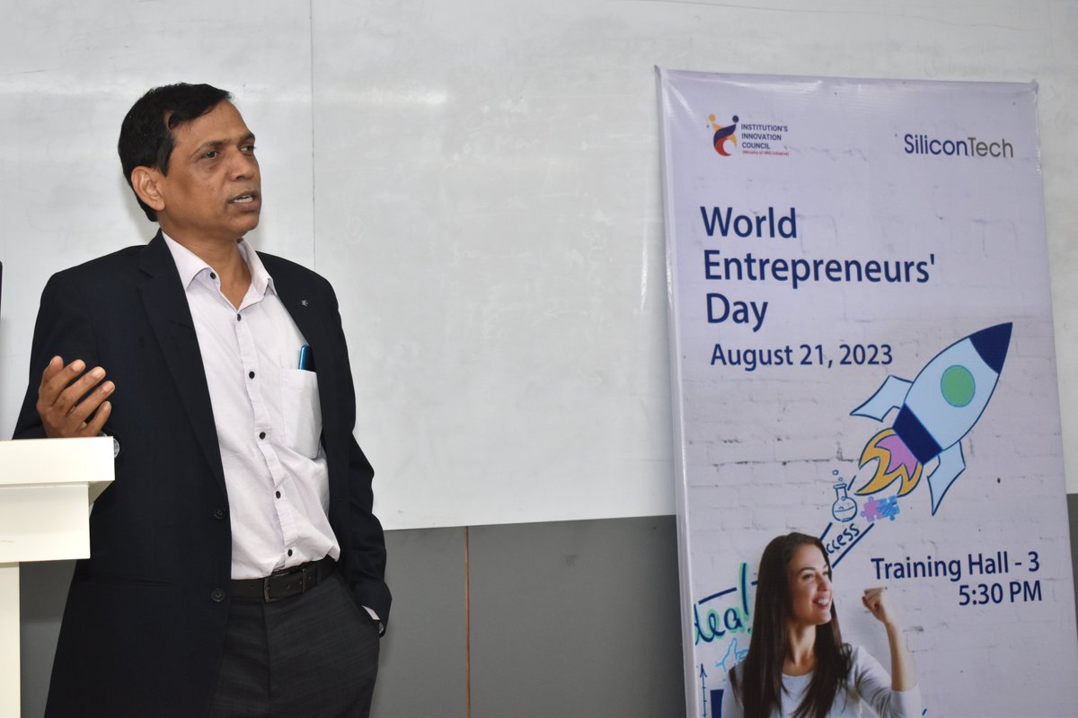 Silicontech_bbs's tweet image. The #EDCell celebrated World Entrepreneurs' Day on 21 August 2023. 

Eminent entrepreneur Mr. Suresh Nayak, Founder &amp;amp; CEO of Silicon Techlab inspired young minds with his entrepreneurial journey.

#silicontech  #entrepreneurship #worldentrepreneursday #startup #silicontechlab