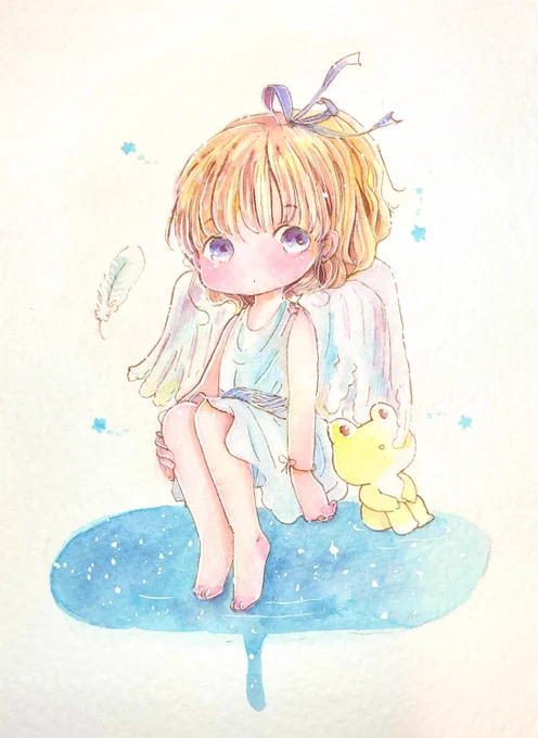 乾いたらもう少しキラキラにイエロー入れて、完成です。また明日1枚描きたいなぁ 