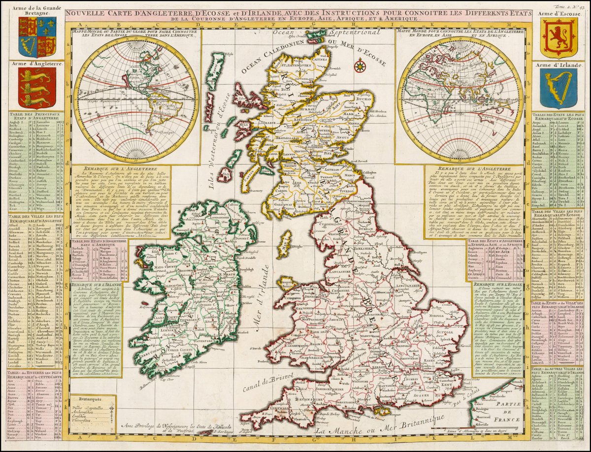 Today's #MondayMappery, from 1719 <a href="/BarryRuderman/">Raremaps.com</a>, refers to our Three Sisters rivers as the Barrieu Flow, the Nura Flow and sadly, the Sewer Flow! See globe on top left is without North America, an unknown frontier at the time. Map in hi-res bit.ly/3KQ843Q