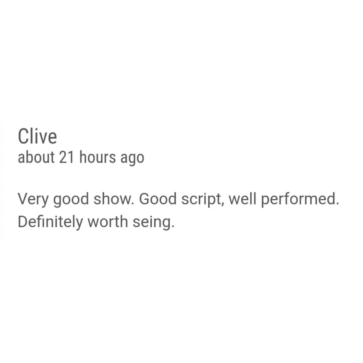 Have some more wonderful audience feedback from the fringe website 🥹🙌🏻🎊

Thank you, thank you, thank you ❤️

🎟 rb.gy/zldg8 

#fringerecommendations #EdFringe2023