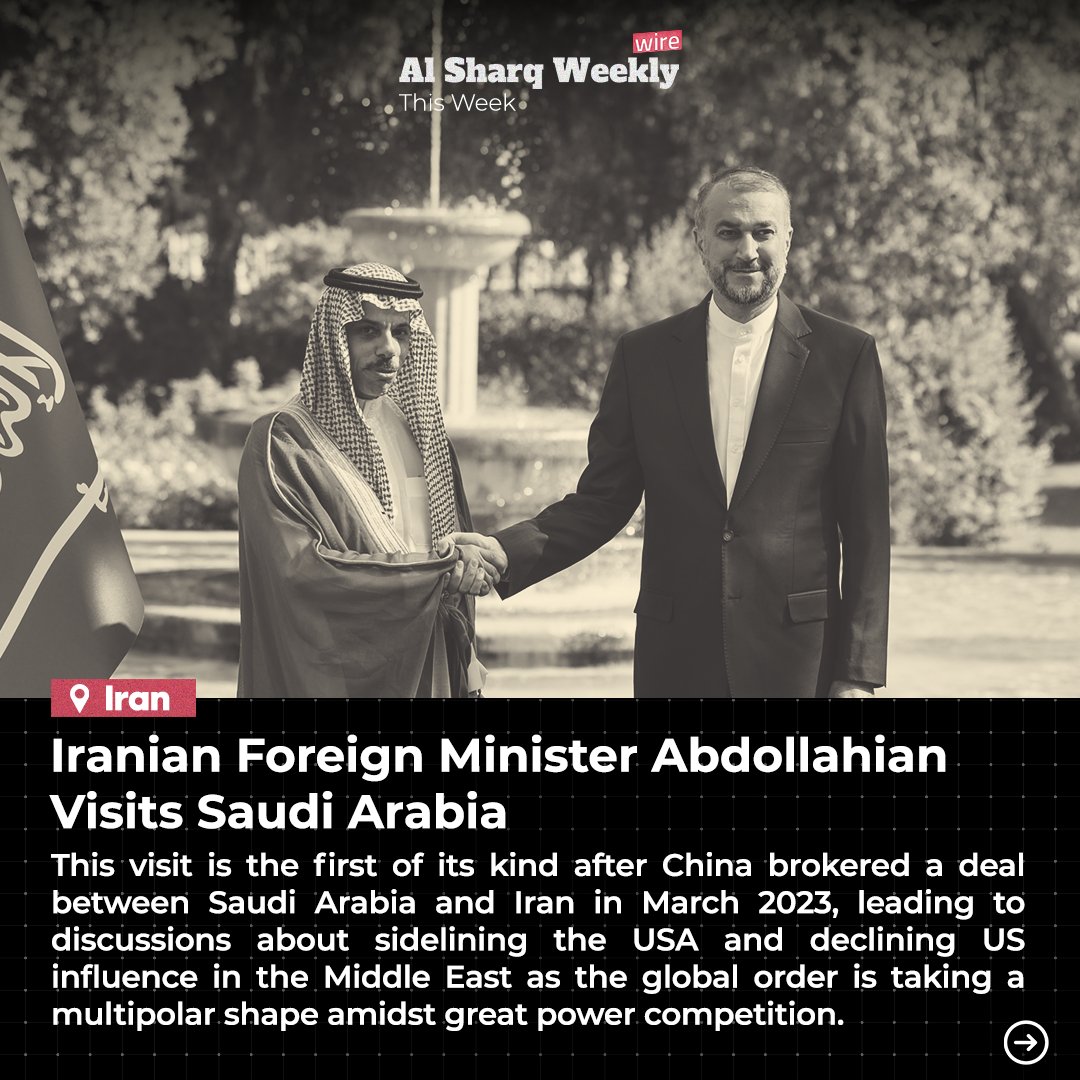 SharqStrategic's tweet photo. Find out the most recent updates from the Al Sharq region?"
Al Sharq #weeklyWire is now available on our website: 👇
🔗https://t.co/DkZTCQRR3L
#MENA #MiddleEast #Alsharq #Iran #SaudiArabia https://t.co/cReb9S8fpi