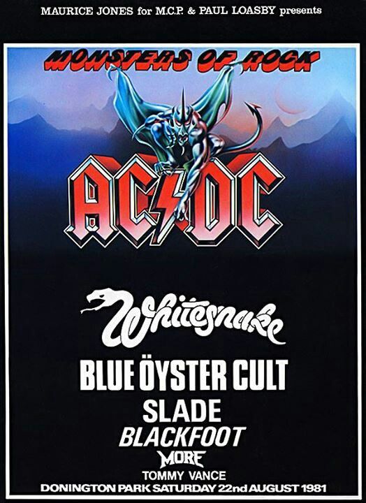 The second Monsters of Rock music festival at Castle Donington took place on August 22nd, 1981. #ACDC #Whitesnake #BlueOysterCult #Slade #Blackfoot #TommyVance