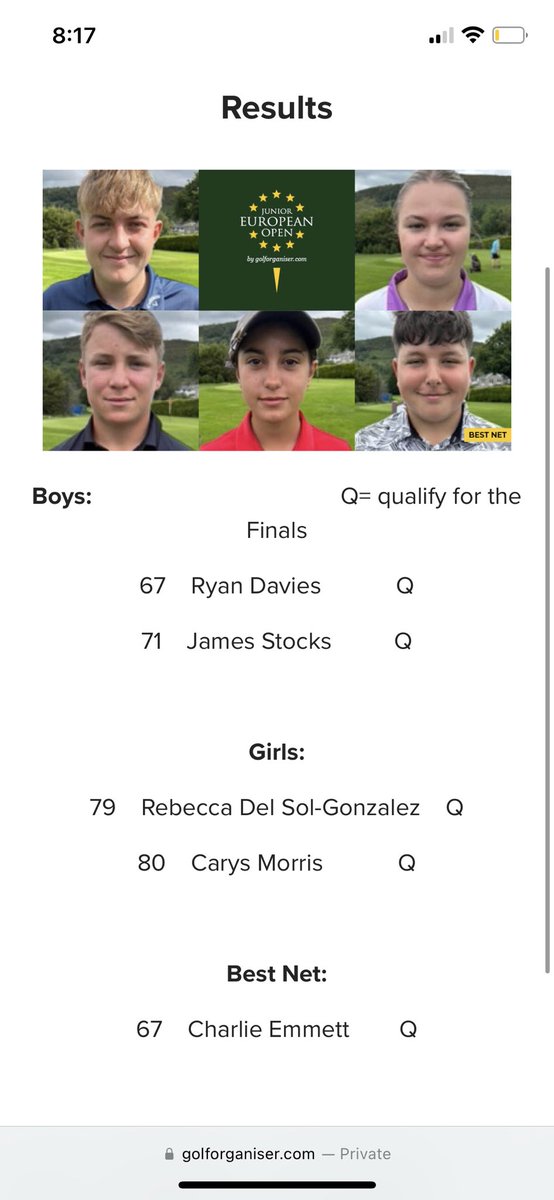 Great to win the Pre-Qualifying for the <a href="/Golforganiser/">JuniorEuropeanOpen</a> Junior European Open by 4 with a score of 67(-1) at <a href="/_LPGCJuniors/">Llantrisant & Pontyclun Juniors</a>. Looking forward to playing in the final on the 18th-25th of November in Alcadiesa, Spain!
<a href="/DallaglioRW/">Dallaglio RugbyWorks</a> <a href="/NMGolf1/">Neil Matthews</a> <a href="/RhysMooney/">Rhys Mooney</a>