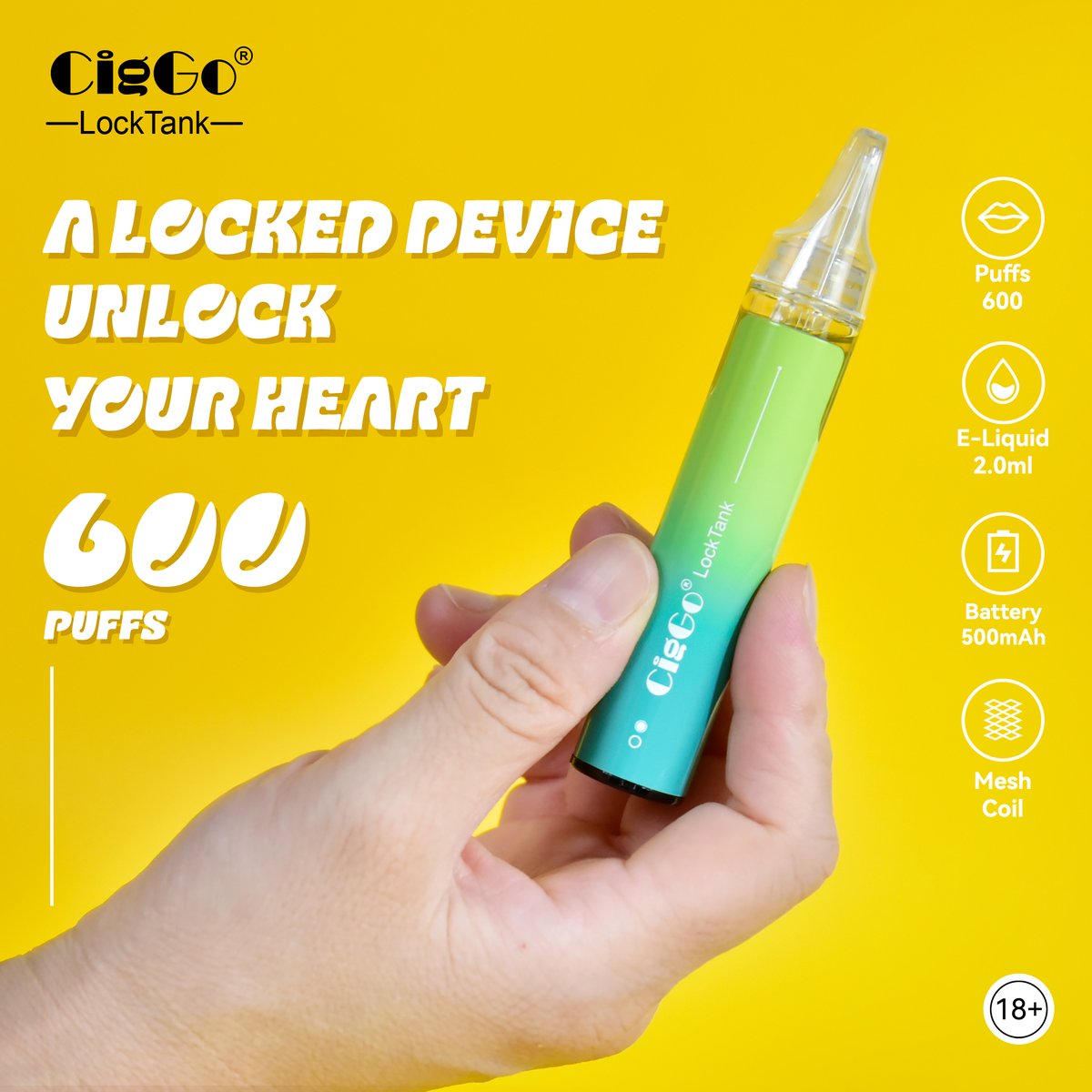 SEE IT, VAPE IT. Flavor Concentrated in Lock!

No Oil-Storage-Cotton Pod, Purest Taste; 2ml Accurate Eliquid Capacity, no headache of overfilling.

CigGo LockTank has an ejuice locking system. #newtech You can lock it when not in use, get rid of leaking problem in your pocket