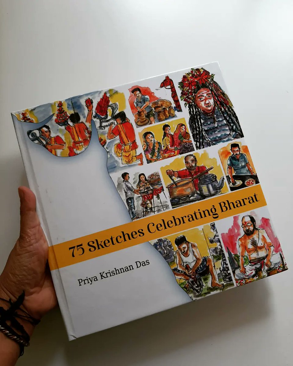 priya_kdas's tweet photo. My book '75 Sketches Celebrating Bharat' is a collection of watercolour sketches done on location and covers culture, tradition, tribes, food and heritage of India. Available on the Amazon website. 
@WriterAmrita
@narendramodi @ShefVaidya @smritiirani @anandmahindra @jsaideepak https://t.co/2GvfMGA1qM