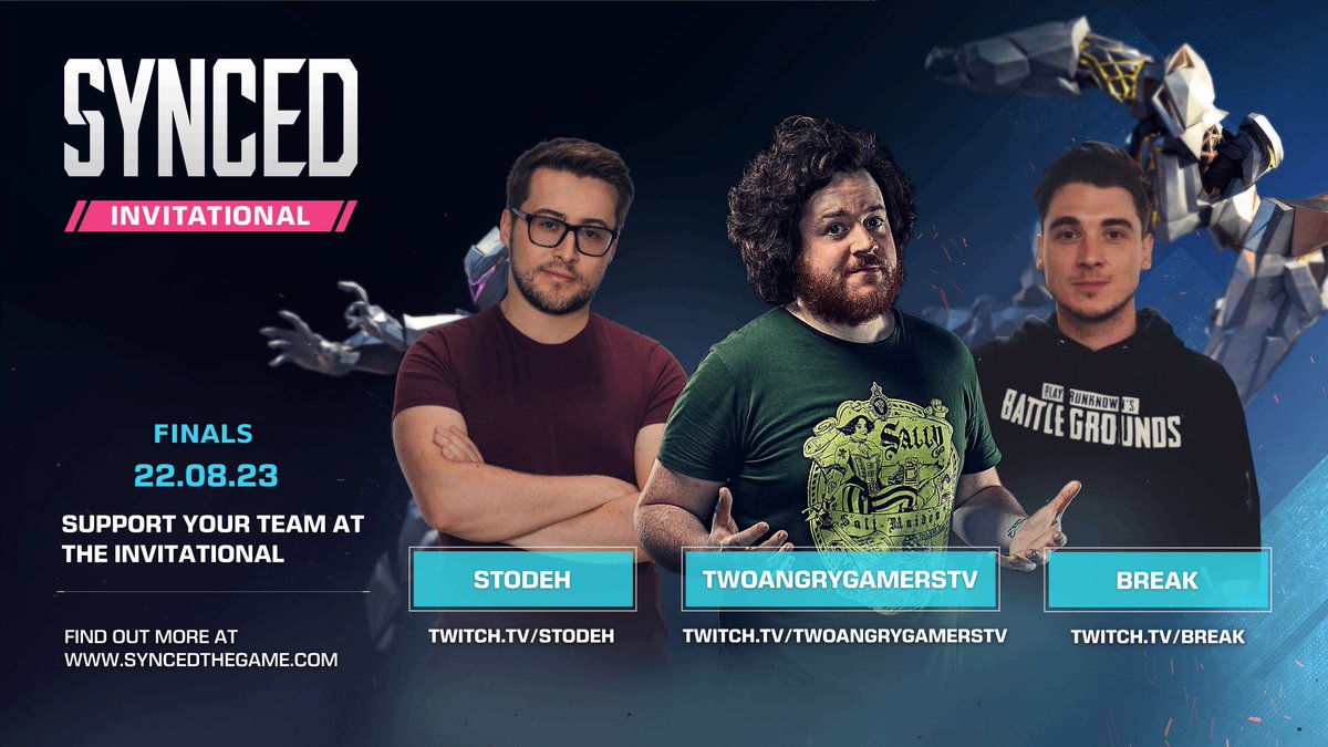 StodehTV's tweet photo. We are FINALLY ready to BEAT BACK the competition in the @SyncedTheGame Invititational! 

I am live NOW with @2AngryGamers and @Break as we SMASH the hordes of enemies as FAST as possible 💪

Check out the game before the tournament HERE: https://t.co/3p0zzAAD61 #ad https://t.co/N1YUOkcWk6