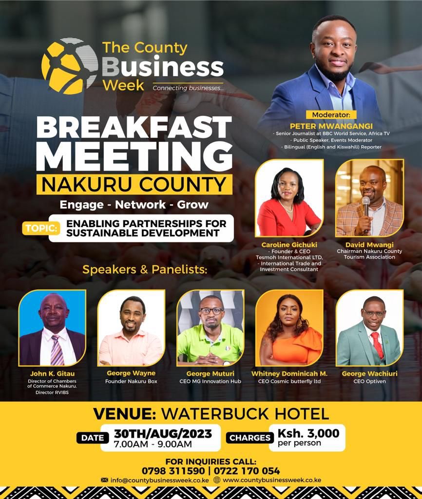 tcbweek's tweet photo. 30th August is the date..Tupatane pale @hotelwaterbuck ..Engage,network and grow

#nakurucounty #thecountybusinessweek #countybusinessweek #businessweek https://t.co/KqRq2nsXzU