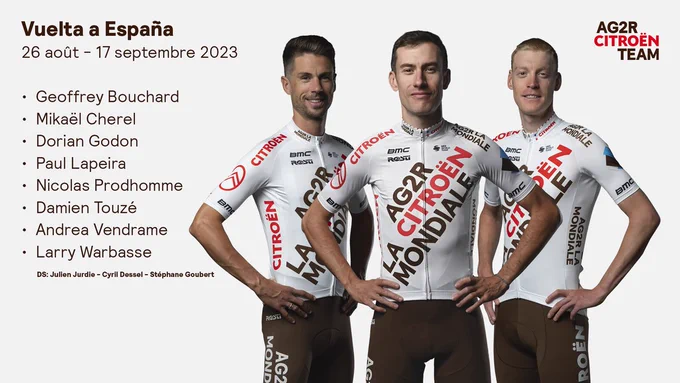 CulturaSportRo's tweet photo. 🚨🚴♂️
Lotul echipei AG2R Citroen pentru #LaVuelta23
G. #Bouchard🇫🇷
M. #Cherel🇫🇷
D. #Godon🇫🇷
P. #Lapeira🇫🇷
N. #Prodhomme🇫🇷
D. #Touze🇫🇷
A. #Vendrame🇮🇹
L. #Warbasse🇺🇸
#AG2R #Citroen #cycling #cyclinglove #TurulSpaniei https://t.co/yYFtr7BI0u