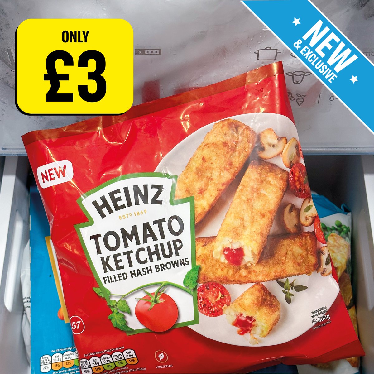 🚨 BRAND NEW AND DELICIOUS! 🚨 If you love hash browns, and adore Heinz Tomato Ketchup, you’ll be OBSESSED with our NEW and EXCLUSIVE @HeinzUK Tomato Ketchup Hash Browns! 🍅😍 #HashBrowns #Heinz #New #Exclusive