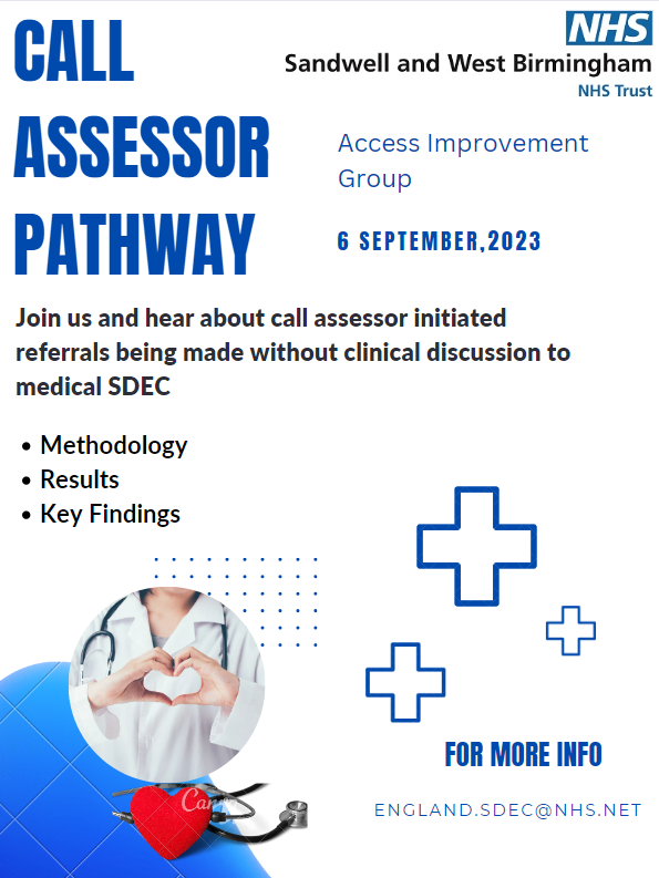 Anil Dutta (@anildut36067146) on Twitter photo Join the next Access Improvement group meeting and hear from Sandwell and West Birmingham NHS Trust and their work around the Call Assessor Pathway!
<a href="/SWBHnhs/">SWB NHS Trust</a> <a href="/MatakitogaSade/">Sade Matakitoga</a> <a href="/OxfordEM/">James Ray</a> <a href="/skirk93/">Sarah Kirk</a> @brunning_adam #SDEC Join the next Access Improvement group meeting and hear from Sandwell and West Birmingham NHS Trust and their work around the Call Assessor Pathway!
<a href="/SWBHnhs/">SWB NHS Trust</a> <a href="/MatakitogaSade/">Sade Matakitoga</a> <a href="/OxfordEM/">James Ray</a> <a href="/skirk93/">Sarah Kirk</a> @brunning_adam #SDEC