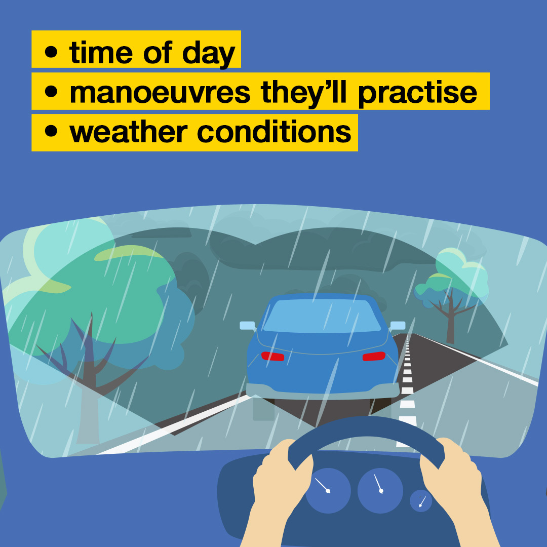 DVSAgovuk's tweet photo. 🚗 Before you plan any sessions with a learner, ask them about their driving skills.
Things to think about:
🛣️ where you’ll ask the learner to drive
🕔 time of day
🚘 manoeuvres they’ll practise
☂️☃️☀️ weather conditions
#readytopass #learningtodrive #drivinglessons https://t.co/J0EfbfYxDl