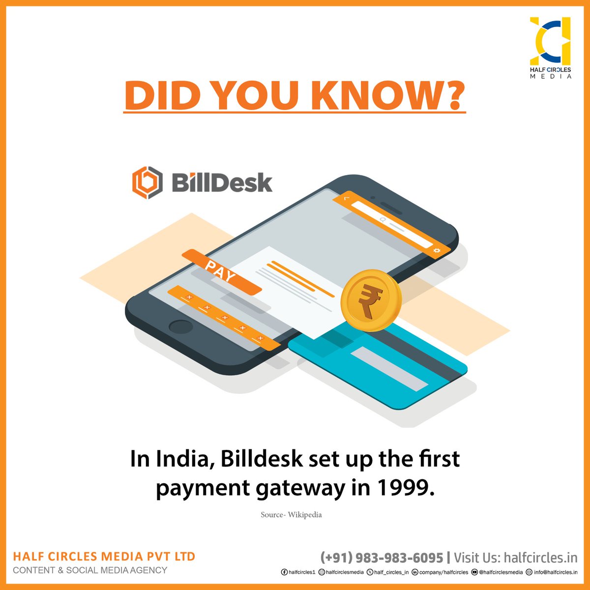 #DidYouKnow  when the #firstpaymentgateway was done in India?
#billdesk #paymentgateway  #halfcirclesmedia #digitalmarketing #digitalmarketingfacts