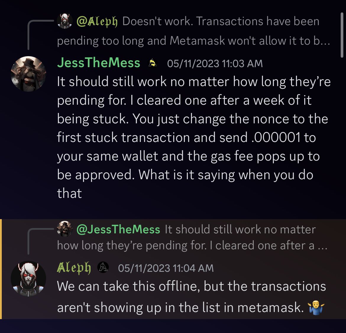 <a href="/aleph0ne/">Ⱥ𝖑𝖊𝖕𝖍</a> Wow so much knowledge from the guy that pretended he didn’t know how to cancel a transaction using the custom nonce function a few months ago 💀 you might want to stick to feigning ignorance for when all the shit you’ve done in the past comes back to bite you. 🤣
