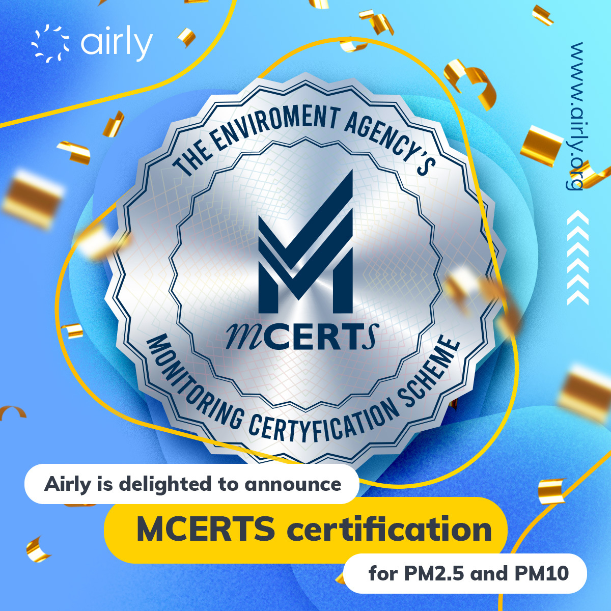 Airly is proud to announce that we've received MCERTS certification for both PM2.5 and PM10!🎉📃🏅Read more: bit.ly/3skfnub #mcert #mcerts #airquality #airpollution #airly