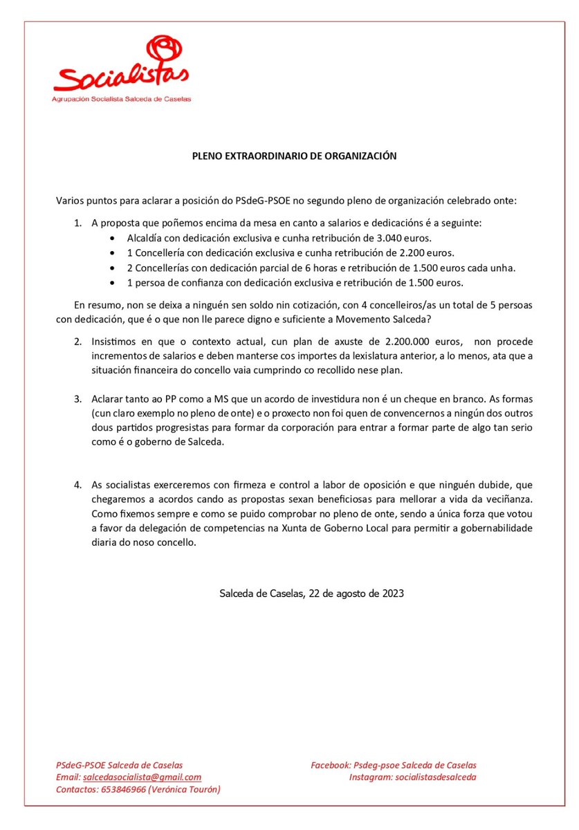 VeronicaTouron's tweet photo. Pleno extraordinario de organización.
Achegamos aclaracións sobre o pleno celebrado onte e a posición do grupo socialista.

▪️Podedes mirar o pleno completo na seguinte ligazón:

https://t.co/1aeZCcanR3 https://t.co/0u6MT6xgIY