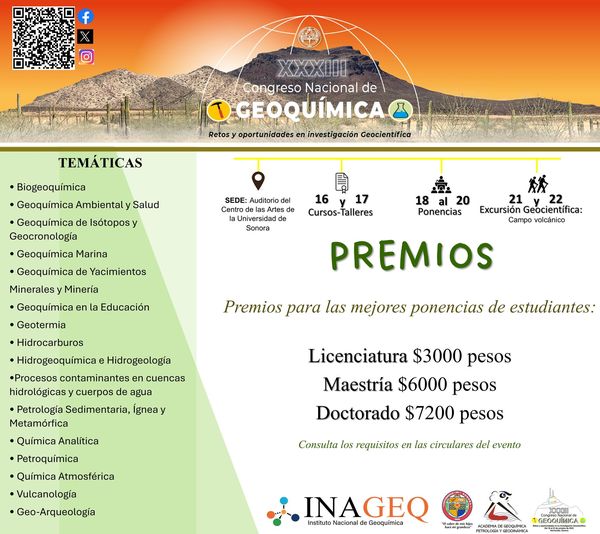 inageqmx's tweet photo. TE ESPERAMOS EN OCTUBRE en Hermosillo, Sonora. Ven a la SoyUnison y  en el congreso más importante de Geoquímica en México, APRENDE Y COMPARTE sobre avances, retos y oportunidades en la Geoquímica y en las Geociencias https://t.co/4FilM9B0Ju