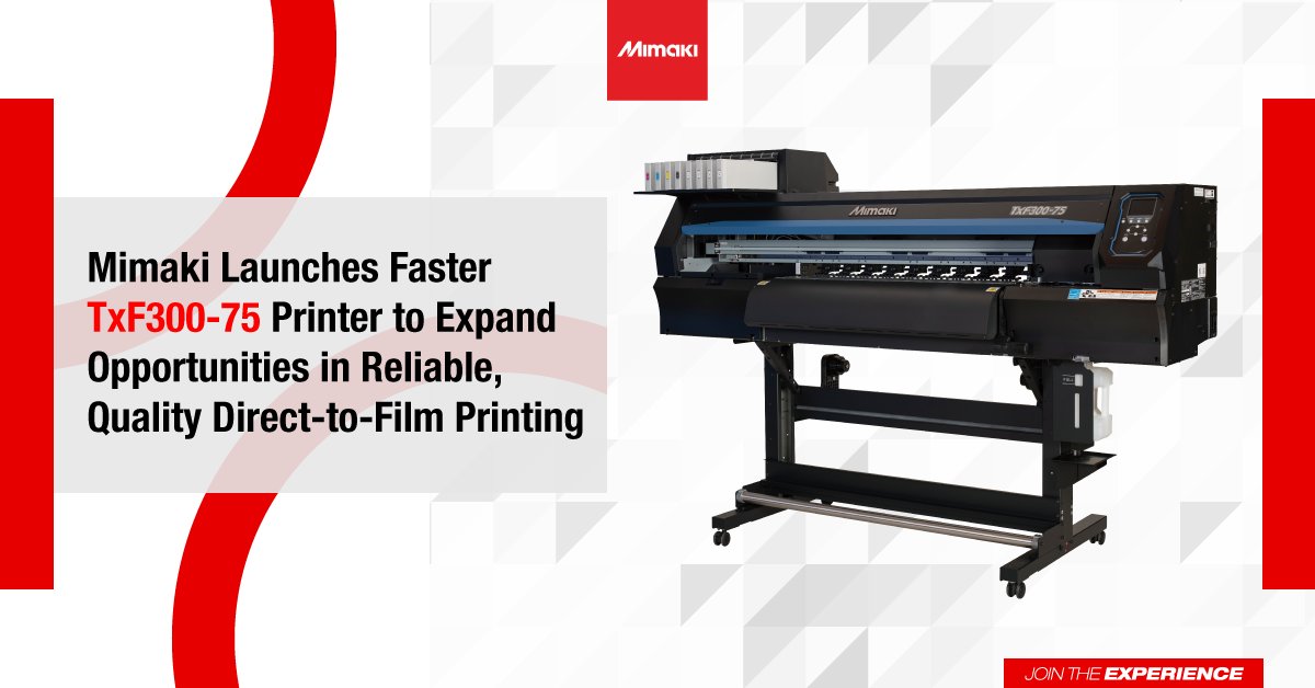 ⏩ Got a need for speed? Meet our new TxF300-75 direct-to-film (DTF) printer. Triple your productivity without compromising on excellence. Read the press release to find out more about this printer! Learn more: eu1.hubs.ly/H053z020 #Mimaki #DTFprinting #garmentprinting
